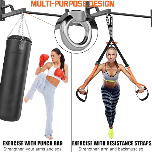 2026 Upgrade Pull Up Bar Wall Mounted - 600 lbs Heavy Duty Strength Training Pull-Up Bars, Ideal Rogue Pull Up Bar for Home and Commercial Gym, Easy Installation Chin Up Bar, Versatile Garage Pullup Bar - color: Black