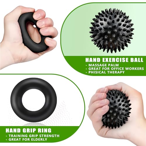 Hand Grip Strengthener,Grip Strength Trainer,22-132 Lbs Adjustable Resistance Forearm Exerciser Workout for Rehabilitation Athletes Climbers Musicians - color: black 7 pack