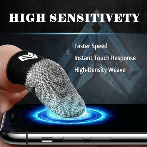6PCS Gaming Finger Sleeves. 0.29MM Silver Fiber, Anti Sweat, Extremely Thin,Breathable Touchscreen dedales Gamer Finger Cover Thumb Sleeve Fit Phone Game Tablet Devices. - color: gray