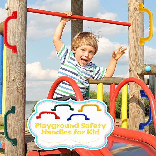 8 Pieces Playground Safety Handles Swing Set Handles Playset Grab Handles for Kids Boys Girls Outdoor Play House Frame Accessories(Green,Blue,Yellow,Red) - color: Green,blue,yellow,red