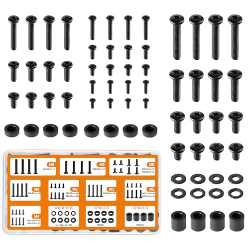 Universal TV Mounting Hardware Screw Kit Set with Box - M4 M5 M6 M8 Screws, Washers & Spacers, Replacement Screws for TV VESA Mounting, Fits Most TV/Monitor up to 80 inch, Strong & Durable