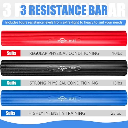 DICYWUDI Flex Therapy Bar and Grip Strength Trainers set, Physical Therapy & Resistance Bar for Golfers Elbow, Tendinitis, Wrist,Forearms Pain, Improve Grip Strength and Relieve Pain - color: Red/Black/Blue