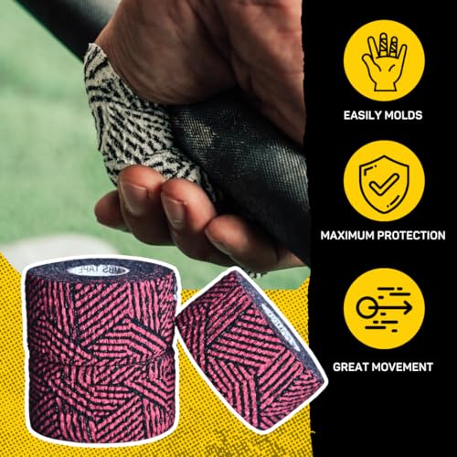 Happy Thumbs Tape - Gym & Hook Grip Tape - Thumb & Finger Protection - for Cross Training, Weightlifting, Gymnastics & More - Stretchy Adhesive Athletic Weightlifting Tape - 24 ft Long 3 Pack - color: Fire