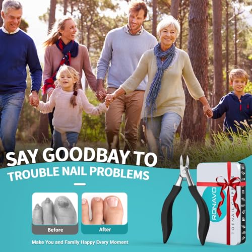 Toenail Clippers for Ingrown & Thick Toenails - Idea Stocking Stuffers Gift for Men & Dad, Heavy Duty Toe Nail Clippers with Sharp Blades & Long Handle, Professional Pedicure Tool Easy Deep in Nails - style: Ingrown Nail Clipper - Black