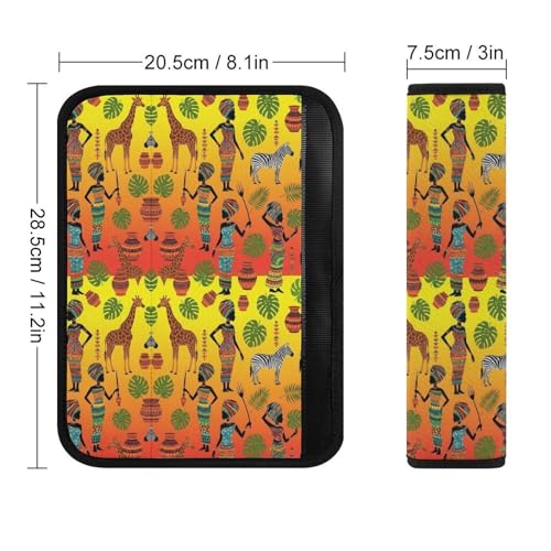 2 Piece Soft Padded Car Seat Belt Pad for Elderly Support, Stroller Pushchair High Chair, Ethnic Afro African Traditional Exotic Tribal Black Woman Shoulder Harness Cover, Shock Absorption - color: Pattern 308