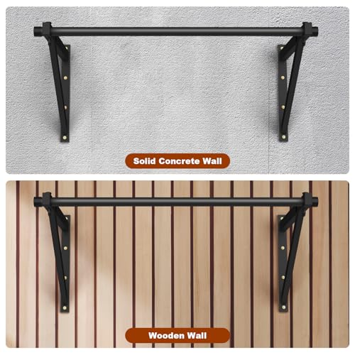 Wall Mounted Pull Up Bar, Adjustable Depth Pull-up Bar with 500LBS Weight Capacity, Maintain Upper Body Strength & Core Stability, Home or Garage Gym Chin Up Workout Training Station