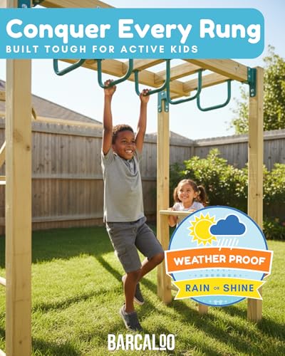 Barcaloo 12 x 8 Monkey Bars, Green - Set of 6, U-Shaped Metal Bars | For Swing Set, Ceiling Mount or Playground Ladder, Includes Mounting Hardware - color: Green