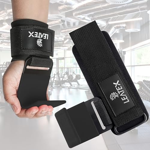 Weight Lifting Hooks (Pair) for Deadlifts, Pull Ups, Rows & Shrugs - Anti-Rip Nylon Strap Hand Grips with Thick Wrist Padding - Heavy Duty Wrist Straps for Weightlifting & Gym Workouts - color: Black