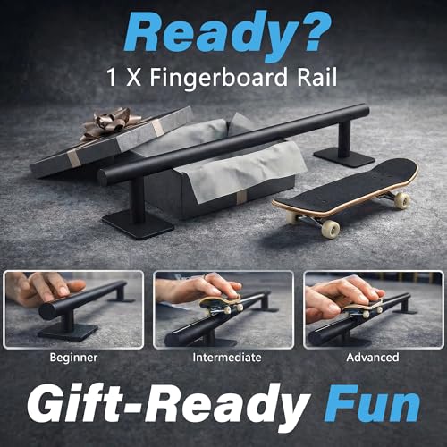 Fingerboard Rail, 11" Metal Round Grind Rail for Finger Skateboards, Solid Steel Obstacle with Weighted Base & Non-Slip Pads, Portable Desk Skatepark Accessory for Tricks, Grinds & Slides - size: round