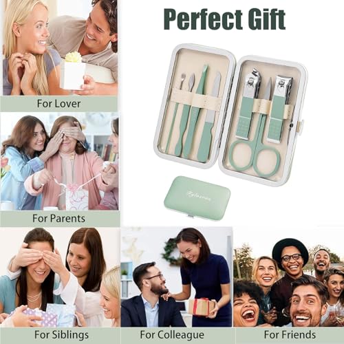 Manicure Set,Nail Clipper Set Personal Care Manicure Pedicure Set Portable Travel Grooming Kit for Women Men Family Friends Wife (Green) (Green) - color: Green