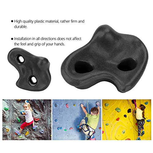 plplaaoo 10PCS Plastic Rock Climbing Holds Set, DIY Tree Rock Climbing Holds for Kids & Adults Climber, Kids Indoor and Outdoor Play Set Use, Includes Mounting Screws., Rock Climbing Holds climbin - color: black