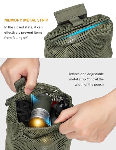 IDOGEAR Tactical Dump Pouch with Adjustable Metal Strip Closure Foldable Mesh Pouches MOLLE Utility Bag Mag Recovery Holster Tactical Belt Vest Backpack Accessories - color: Ranger Green