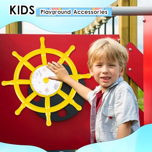 Kids Playground Accessories Outdoor Plastic Steering Wheel Playset Pirate Ship Wheel for Playhouse Garden Backyard Tree House - color: Yellow Set 1
