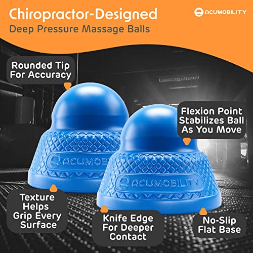 Acumobility Massage Ball Roller 2 Pack - Trigger Point - Massage Balls | Massage Roller Ball, Foot Massage Ball, Physical Therapy Ball (Deep Pressure) - color: Blue