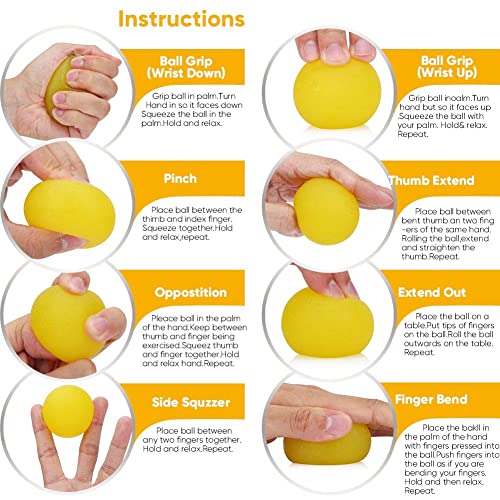 3 PCS Physical Therapy Hand Exercise Balls, Stress Balls for Adults | Squeeze Balls Kits for Hand Finger Wrist Muscles, Hand Grip Strengthener Trainer,Finger Exerciser