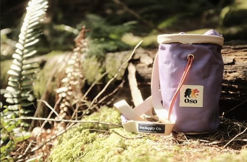 Oso Supply Co - Classic Chalk Bag for Rock Climbing, Bouldering Chalk Bag Bucket with Quick-Clip Belt, Zippered Pockets and Pouch - Perfect Indoor/Outdoor Rock Climbing Gear Equipment - color: Lavender