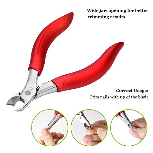 BEZOX Toenail Clippers for Thick Nails - Precision Thick Finger Nail Clipper Adult, Comfort Grip Nail Cutter, Ergonomic Long Handle Large Toe Nail Clippers - color: Champagne Red