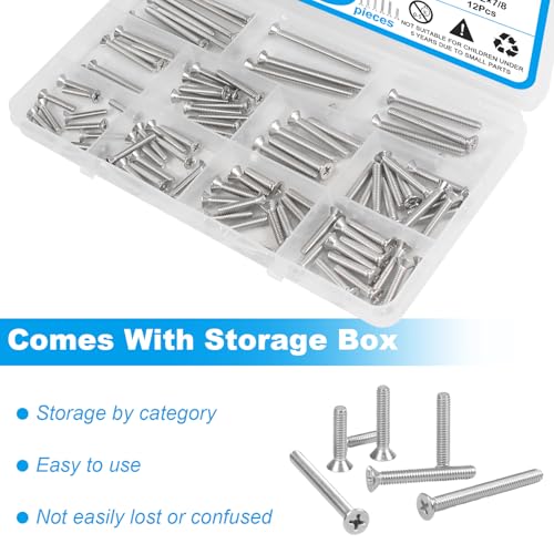 100 PCS Machine Screws, #6-32#8-32 Phillips Flat Head Electricians Screw Kit 304 Stainless Steel Outlet Screws for Wall Plate Switch, Receptacles Mounting Screws - style: Flat Head