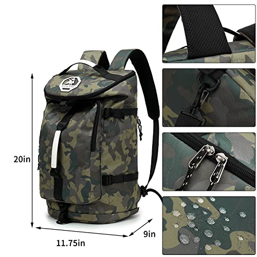 Kalesi Gym Duffle Bag Backpack 4-Way Waterproof with Shoes Compartment for camouflage travel Sport Hiking laptop (camouflage) - color: Camouflage