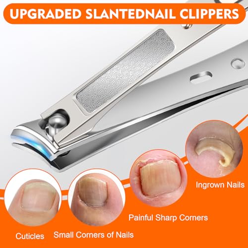Toe Nail Clippers for Men, Toenail Clippers for Thick Nails for Seniors, German Ultra Sharp Stainless Steel Fingernail Clipper with Catcher, Heavy Duty Ingrown Nail Cutter Long Handle with Wide Jaw - style: 4 in1 Toenail Clippers Set