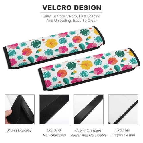 Universal Fit Seat Belt Shoulder Pad for Adult Use, Most Cars, 2 Pack Hawaiian Hibiscus Harness Pads Strap Pressure Relief - color: Pattern 1010