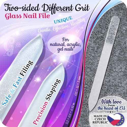Genuine Czech Glass Nail File Set - Callus Remover Foot Rasp, Cuticle Pusher Manicure Stick, Double Sided Etched Different Grit Surface, Professional Nail Care Tool, Made in EU - color: All-in-one Set - Lemon Green