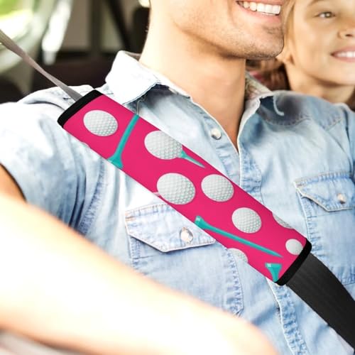 2 Pack Golf Pink Car Seat Belt Pad Soft Padded Harness Pads Strap for Child, Car Seats Pushchair Strollers High Chair Pushchair, Anti-Slip Pad - color: Pattern 489