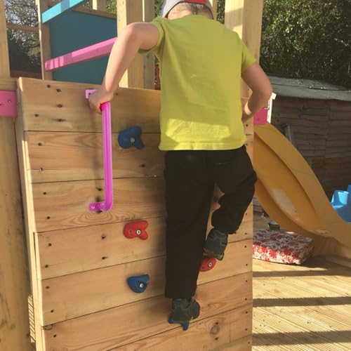 ESPETS 17 Inch 6 Pieces Pink Outdoor Metal Safety Playground Handles | Swing Set Attachment Grab Handle, Weather-resistence Playset Accessories Hand Grips, Indoor Monkey Bars - color: Pink -6 Pcs