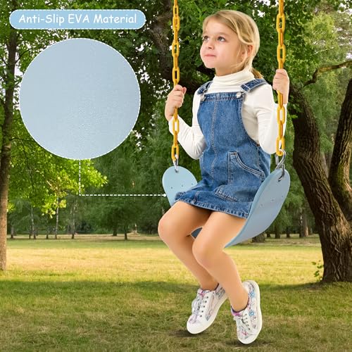 Sunnyglade 2PCS Swings Seats Heavy Duty with 66" Chain, Playground Swing Set Accessories Replacement with Snap Hooks, Support 250lb (2, Pastel Blue) - color: pastel Blue