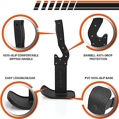 RitFit Deadlift Jack, 660LB Capacity, Non-Slip Handle Portable Barbell Jack | Heavy-Gauge Metal, PVC-Protected Base,No Assembly, Fits Standard Barbells, Ideal for Deadlift & Powerlifting