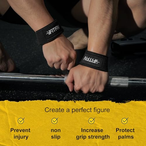 Lifting Straps for Weightlifting, Lifting Wrist Straps for Gym Strength Training, Neoprene-padded Wrist Cushion - Men & Women - color: Black