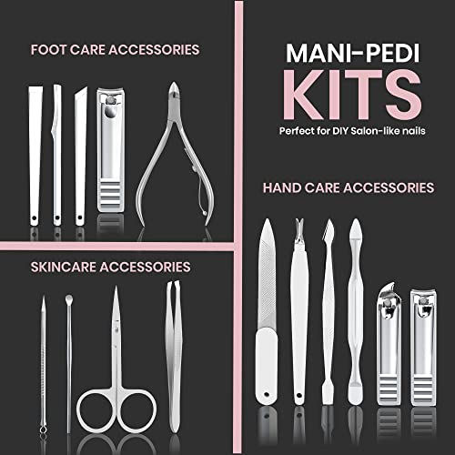 Utopia Care Manicure Set Professional Nail Clippers Kit | 16-Piece Manicure & Pedicure Nail Kit Gift Set for Men Women with Fingernail & Toenail Clippers, Premium Travel Case - color: Purple, size: Pack of 16