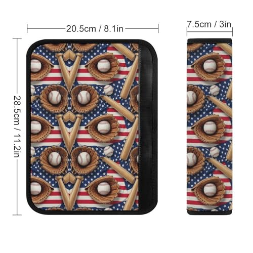 Universal Fit Baseball American Flag Seat Belt Shoulder Pad for Adult Use, Most Cars, 1 Pair Harness Pads Strap Anti-Slip Pad - color: Pattern 701
