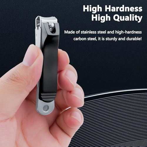 Nail Clippers Set of 3, Sharp Stainless Steel Fingernail Clipper and Toenail Clippers and Slanted Edge Nail Cutter, Black