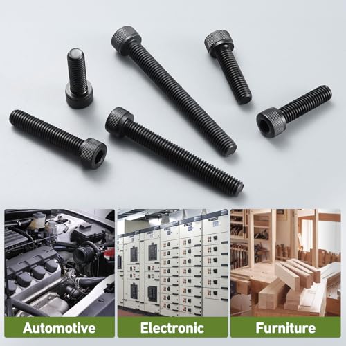 M6-1.0 x 20mm Bolt, 60PCS M6 Hex Socket Head Cap Screws Bolts, 12.9 Grade Alloy Steel, Full Threads, Allen Socket Drive, with Hex Spanner - size: M6x20mm