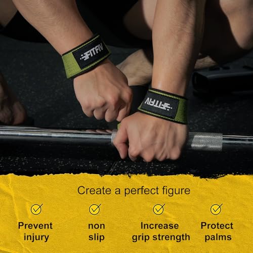 Lifting Straps for Weightlifting, Lifting Wrist Straps for Gym Strength Training, Neoprene-padded Wrist Cushion - Men & Women - color: Green