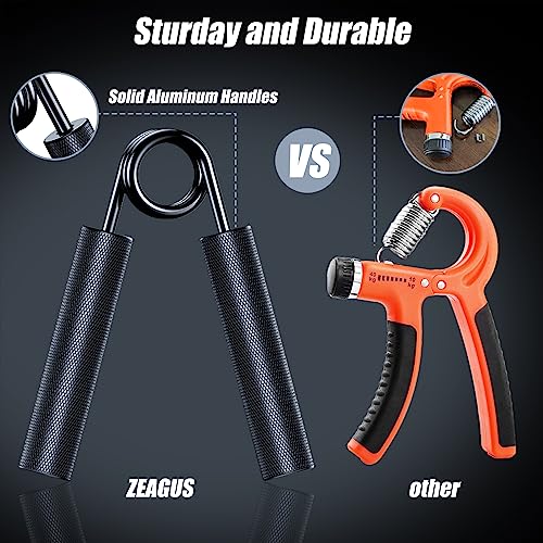 ZEAGUS Grip Strength Trainer 4 Pack,Metal Hand Grip Strengthener Kit-Black | Non-Slip Heavy-Duty Forearm Exerciser,50LB-200LB Hand Gripper for Muscle Building and Hand Rehabilitation Exercising - color: Black