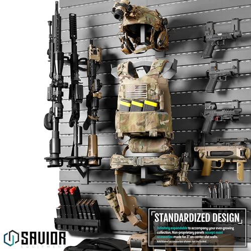 Savior Equipment Wall Rack System Tactical Belt Attachment Gear Wall Mount Display Rack Organizer Hanger, Adjustable Width, Heavy-Duty Steel Construction Hold Up to 20 lbs - color: SW Gray