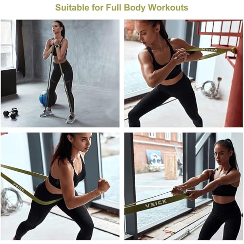 VEICK Pull Up Assist Resistance Bands for Home Gym | 100% Natural Latex, Non Slip Leather Texture, Space Saving, Versatile for Full Body Training, Home Gym - color: Green Set of 4 (0.3-1.1in)
