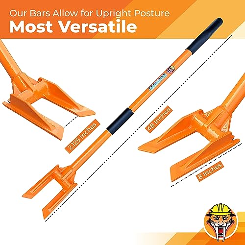 48” Demolition Pry Bar & Crowbar – Round Handle Wrecking Bar for Ceiling & Wall Demo – Heavy Duty Nail Puller Tool for Contractors, Firefighters & Home Renovations - size: 48" Round
