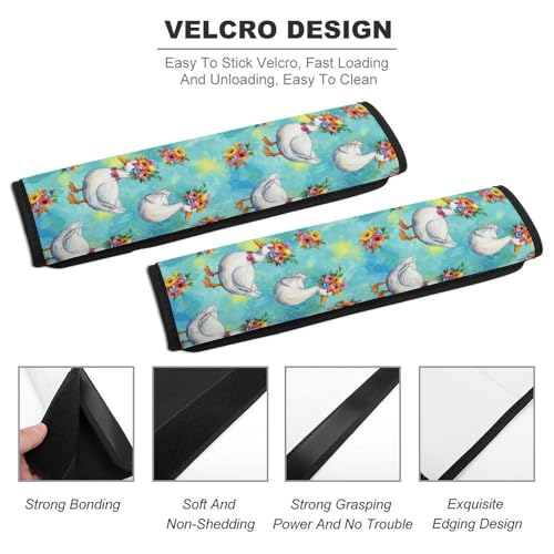 2 Piece Flowers Duck Floral Car Seat Straps Shoulder Pads Universal Fit Automotive Seat Belt Protector for Kids, Car Seats Pushchair Strollers High Chair Pushchair - color: Pattern 669