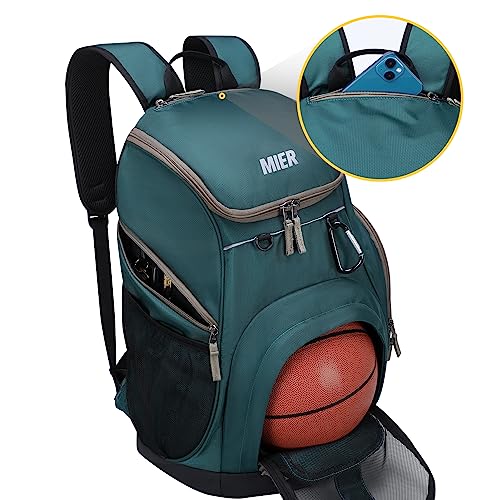 MIER Gym Backpack 40L Basketball Backpack with Ball Compartment & Shoes Storage Multi-Functional Sports Soccer Bag Large Equipment Back Pack Volleyball Backpacks for Men Women - color: Dark Green