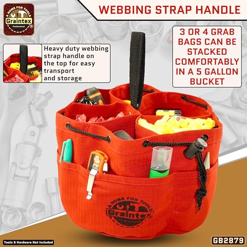 Graintex 18 Pockets Grab Bag Rip-stop Canvas Drawstring Closure, Small Part Organizer Pouch, Small Tools, Screws, Parts, Parachute Tool Bag for Efficient Storage - Red - color: Red
