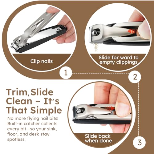 Nail Clippers Set of 2, Large Heavy Duty Fingernail Clippers with Catcher Long Handle, Angled Head Toe Nail Clippers for Thick Nails for Seniors, Sharp Wide Jaw Opening Toenail Clippers for Men Women - style: Modern