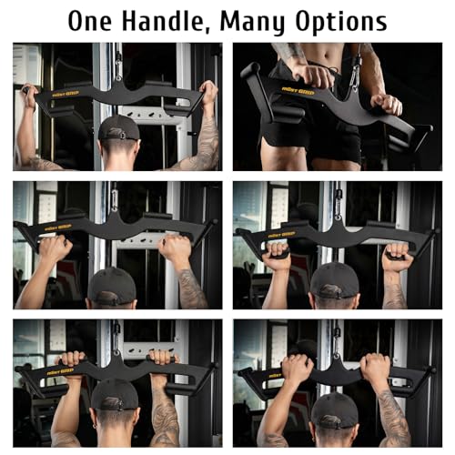 LAT Pull Down Bars Set, Triangular Stability LAT Pulldown Attachments with 8 Ergonomic Handles for Whole Back Training, Non-Slip Cable Machine Attachment for Gym Home Workout - color: Obsidian Black