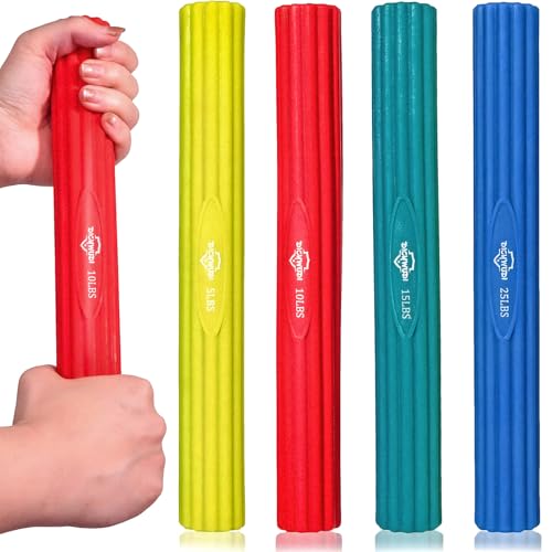 DICYWUDI Flex Therapy Bar and Grip Strength Trainers set, Physical Therapy & Resistance Bar for Golfers Elbow, Tendinitis, Wrist,Forearms Pain, Improve Grip Strength and Relieve Pain - color: Yellow/Red/Green/Blue