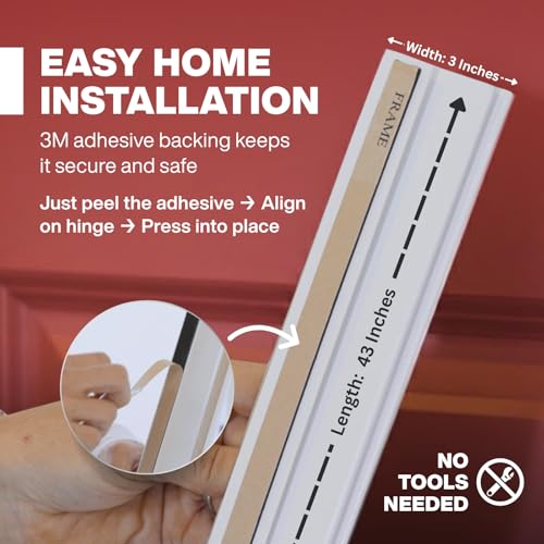 Fingersafe Home Door Finger Guard Protector for Kids Finger Safety, 43” uPVC Pull Side Easy 3M Stick-On Safety Hinge Cover, Made in USA Door Pinch Protector for Baby - Finger Pinch Door Guard for Kids - style: HOME-PULL-SIDE