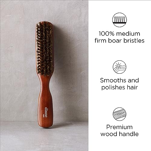 Diane Premium 100% Boar Bristle Styling Brush for Men and Barbers – Medium Bristles for Thick Coarse Hair – Use for Detangling, Smoothing, Wave Styles, Soft on Scalp, Restore Shine and Texture - style: 5 Row Styling