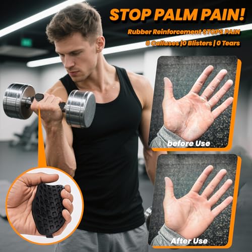Workout Grips for Weight Lifting & WODs - Rubber Hand Callus Guard for Pull Ups, Gymnastics & Cross Training - Non-Slip Palm Protection Gloves for Men & Women
