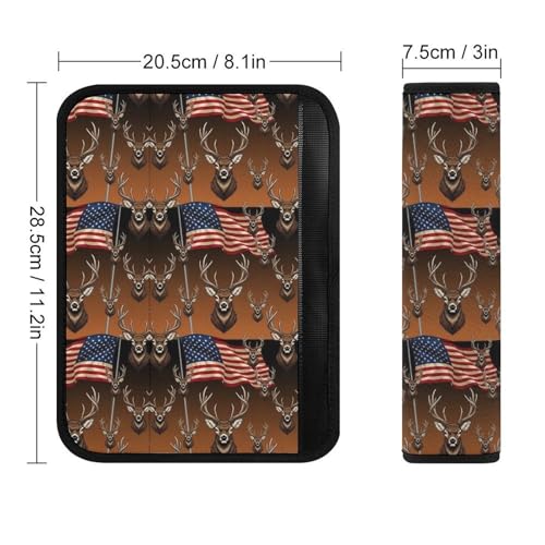 2 Pack American Flag Hunting Deer Car Seat Belt Pad Soft Padded Seat Belt Cushion for Child, Stroller Pushchair High Chair, Shock Absorption - color: Pattern 661